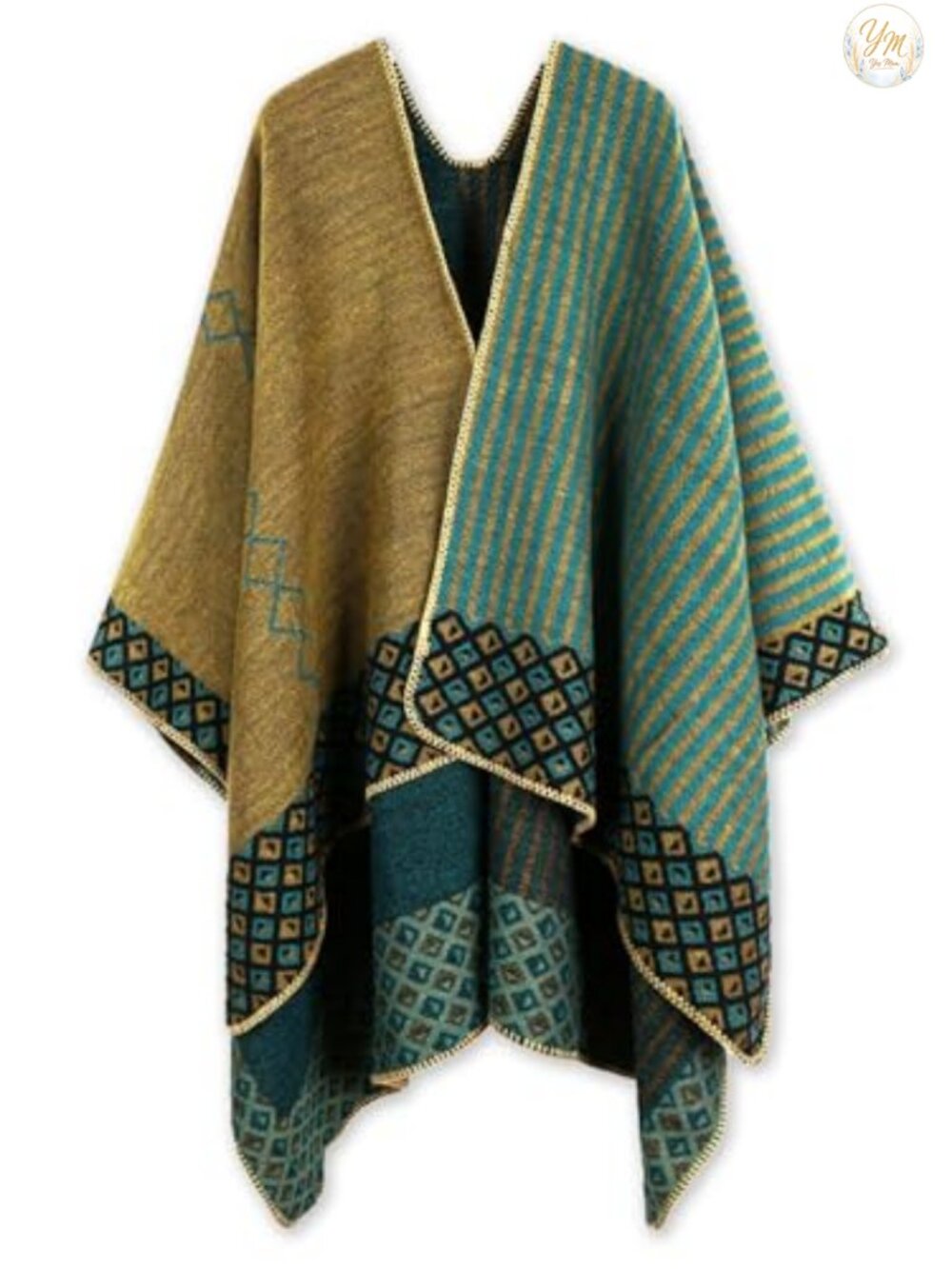 Womens Retro Boho Poncho Cape Shawl Wrap Fringe Open Front One Size